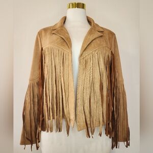Chartou Faux Suede Western Style Fringe Jacket